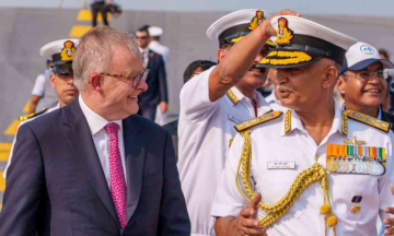 Australian PM Anthony Albanese onboard INS Vikrant in Mumbai