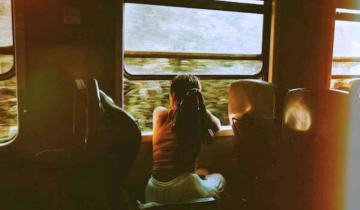 We sit on a window side train seat and think about life, isn't it?