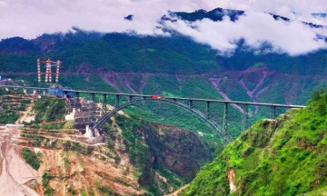 The World's Highest Railway bridge over the Chenab in India