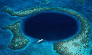 The Western Caribbean shows a 900 foot deep blue hole