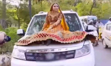 Bride was issued a challan for filming an Instagram video on a moving car's hood