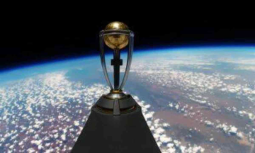 In a first, Cricket WC '23 trophy launched into stratosphere