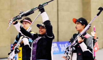 The Indian women 3P team wins gold in 25m pistol and silver in 50m rifle