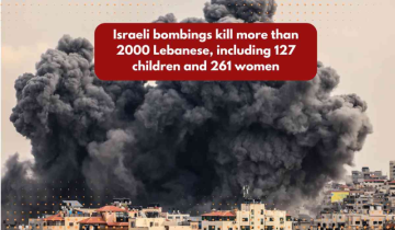 Israeli bombings kill more than 2000 Lebanese, including 127 children and 261 women