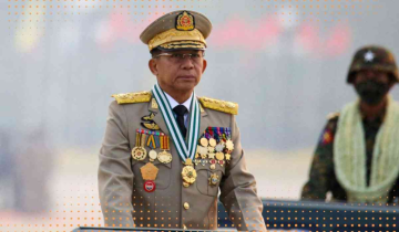 Myanmar military chief Gen. Min Aung Hlaing arrives in China on an official visit for the first time he assumed power