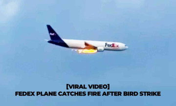 [Viral Video] FedEx Plane catches fire after bird strike