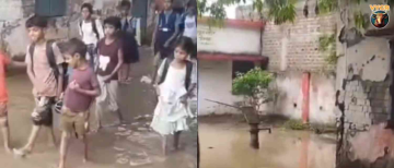 Madhya Pradesh: Khargone Govt Schools Flooded, Students Use Umbrellas Inside Classes