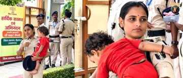 Viral Photo: Bihar Female Constable Performs CM Security Duty With Baby in Arms