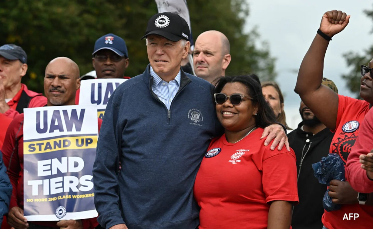 Biden breaks barriers: President stands with striking auto workers