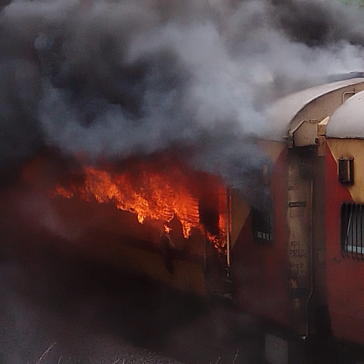 train caught fire 