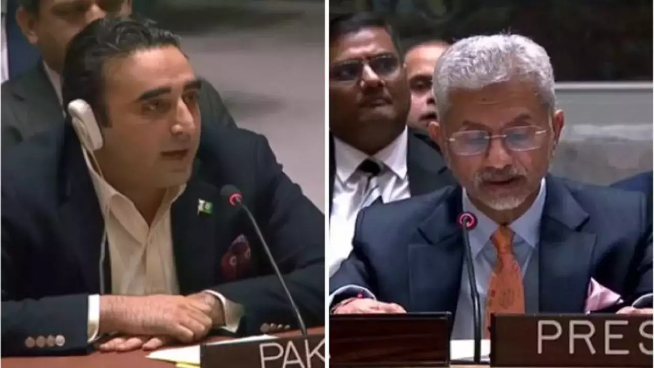 Left- Bilawal Bhutto Zardari (PAK) | Right- S Jaishankar (IND)