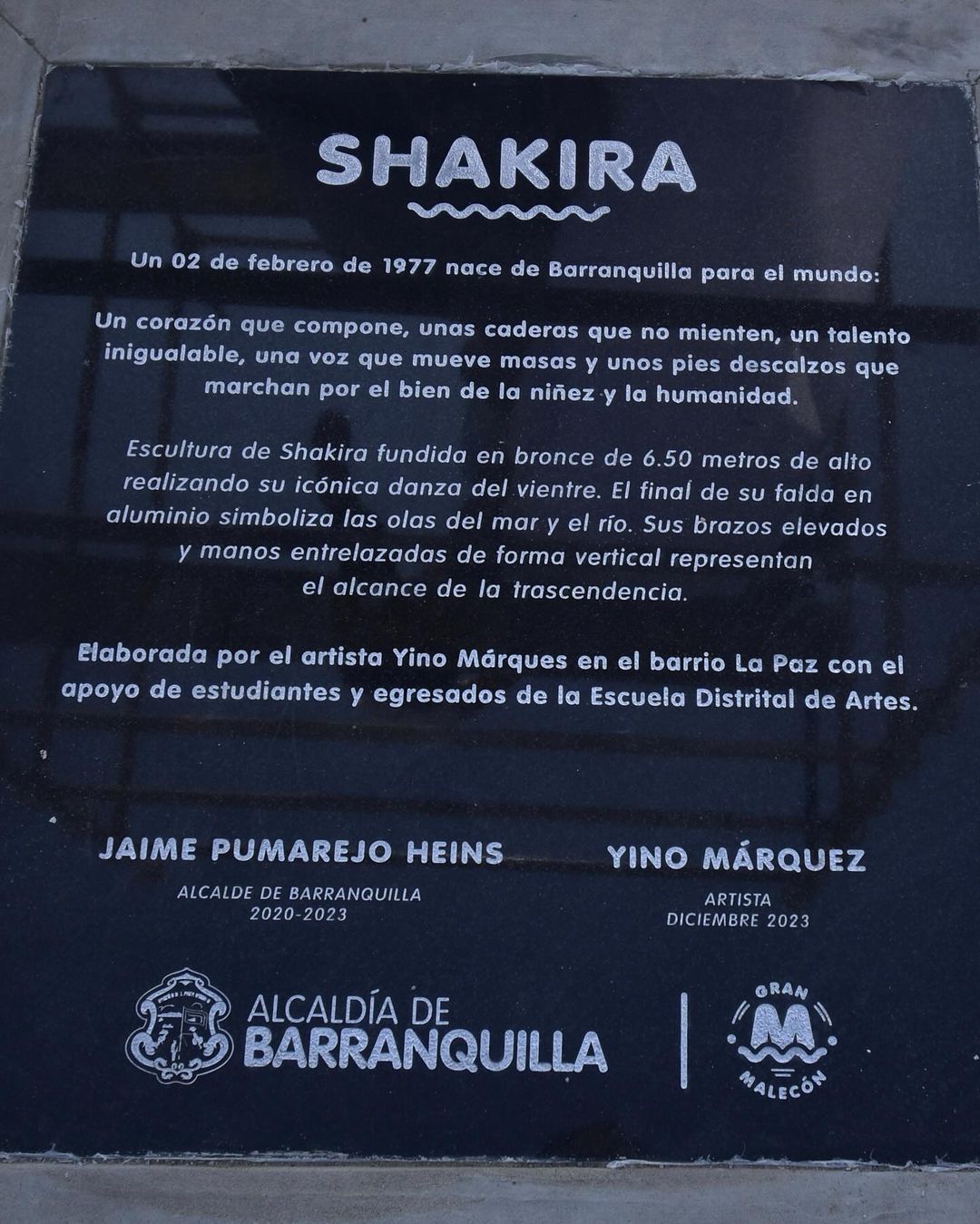 Photo: Shakira's hometown honours her with a giant bronze statue 