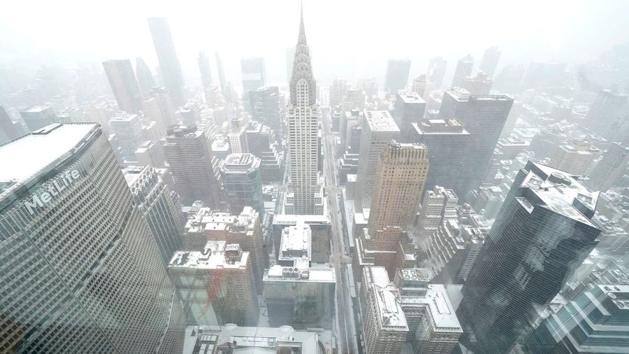 Photo; New York Skyscrapers Hidden by Snow Storm