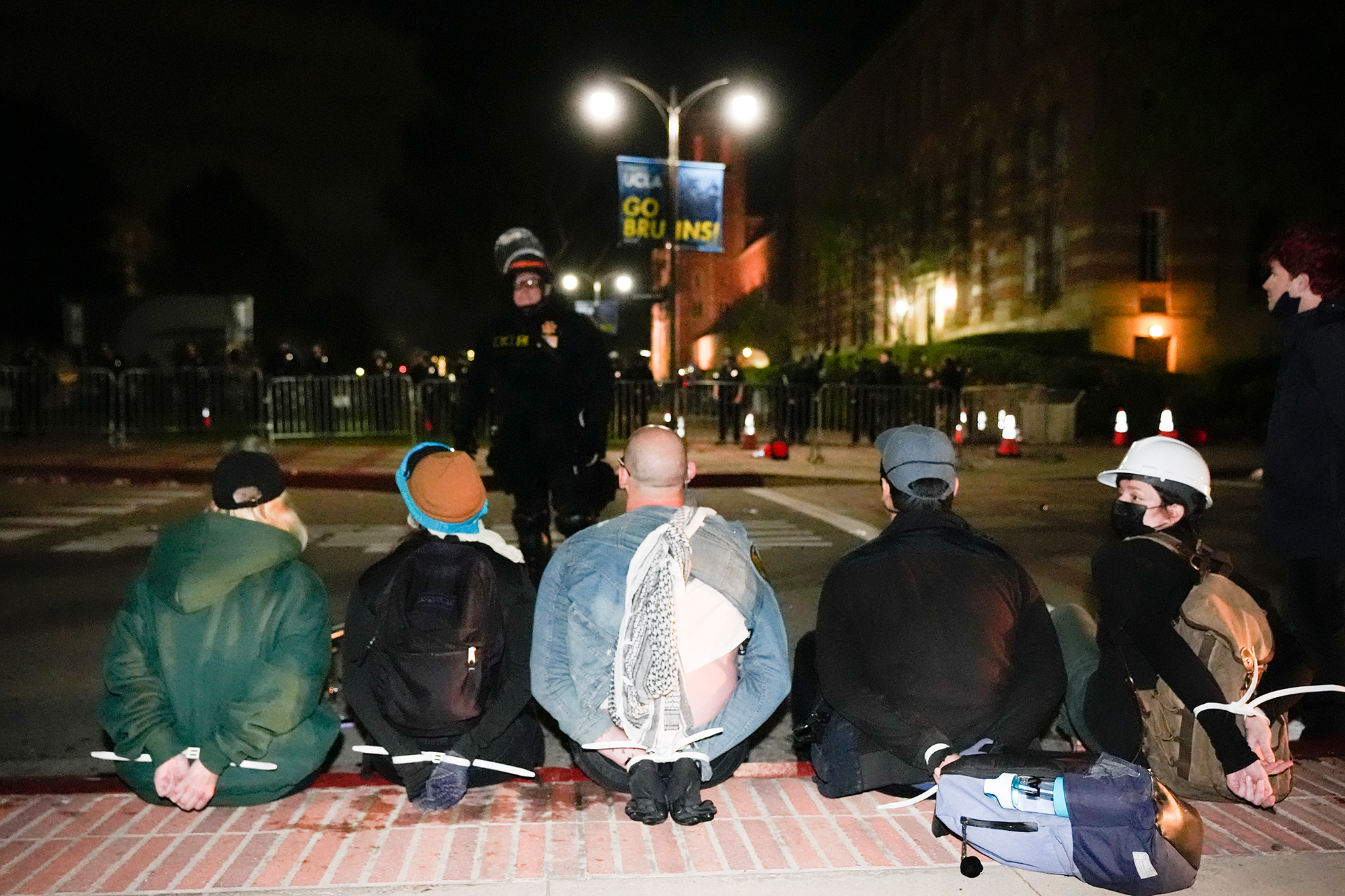 photo: Demonstrators are detained on the UCLA campus on Thursday, May 2