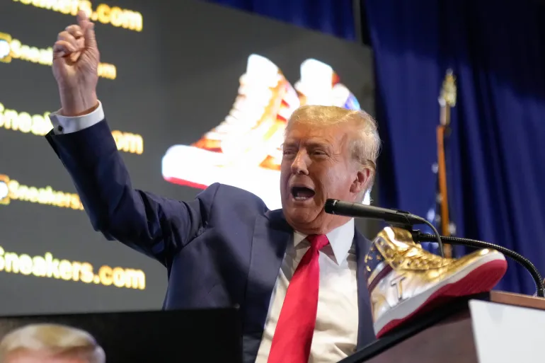 Photo:Donald Trump is now selling shoes, after a $355m court fine was imposed