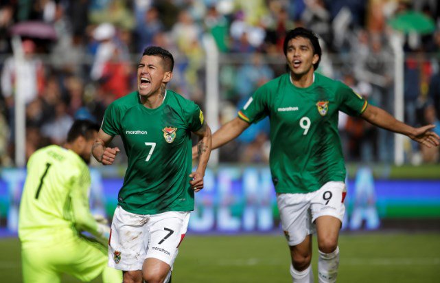 James celebrating his goal