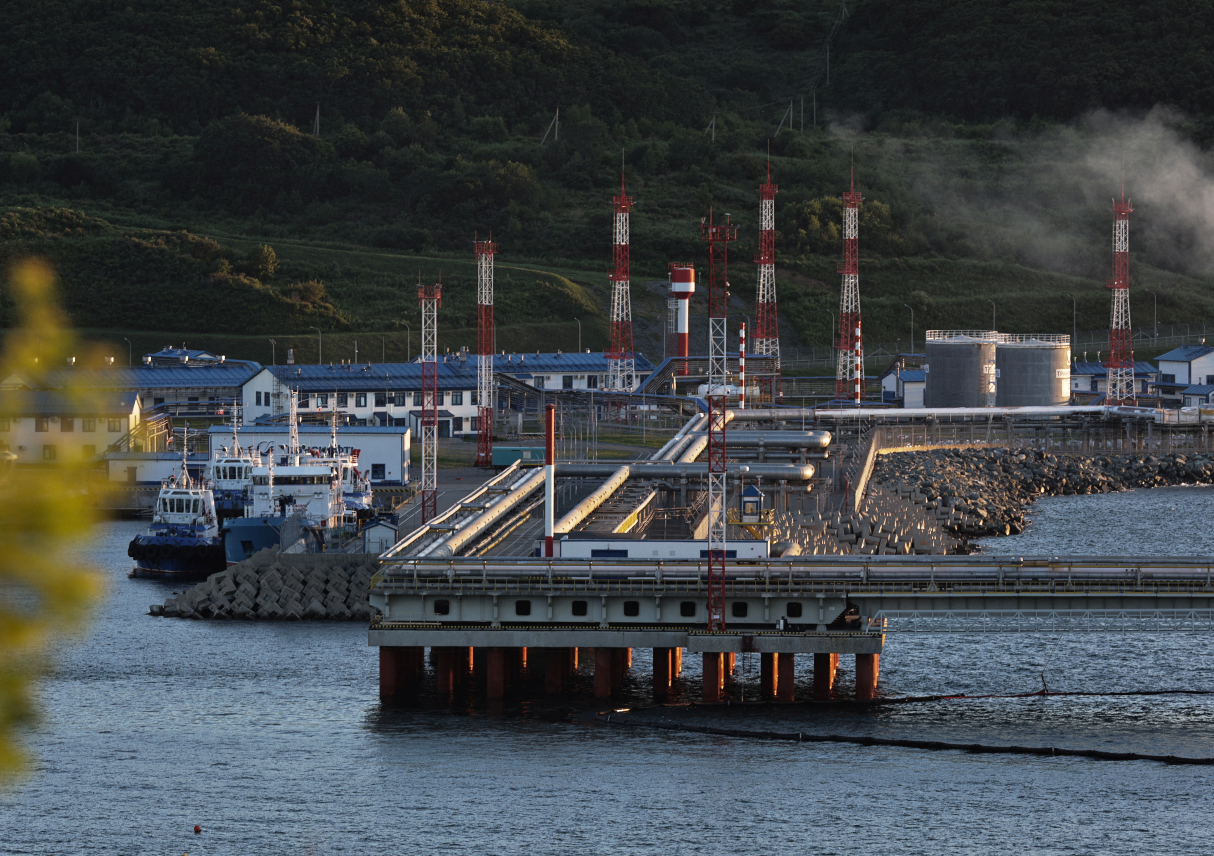 A view shows the crude oil terminal Kozmino on the shore of Nakhodka Bay near the port city of Nakhodka, Russia 