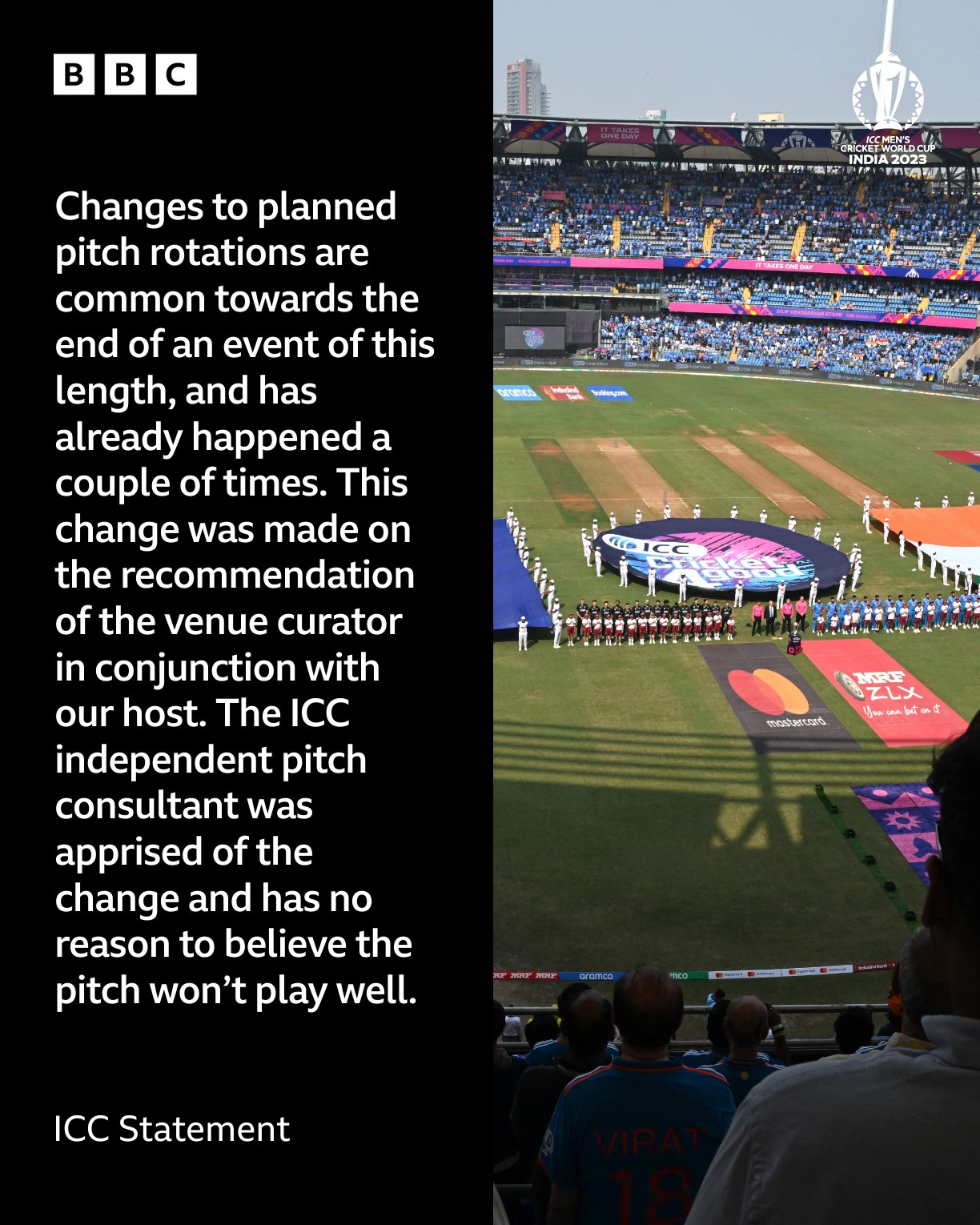 Photo:ICC rejects 'change of pitch' allegations at Wankhede Stadium