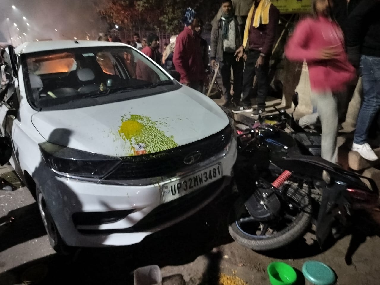 Photo; Still of the car from agra highway accident