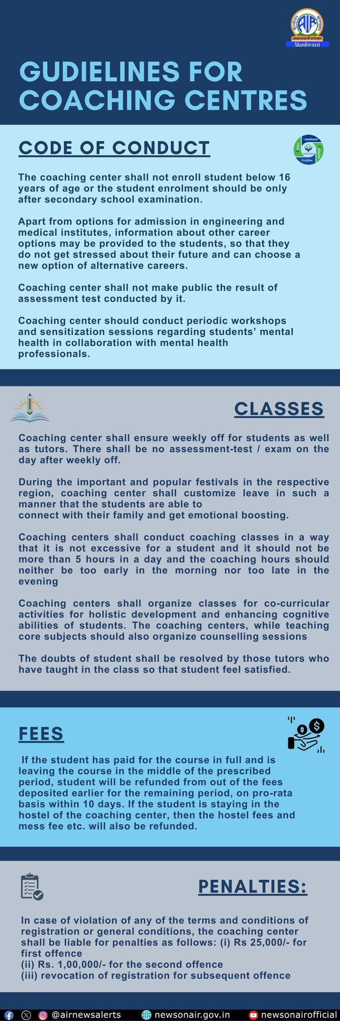 COACHING CENTRE NEW RULES