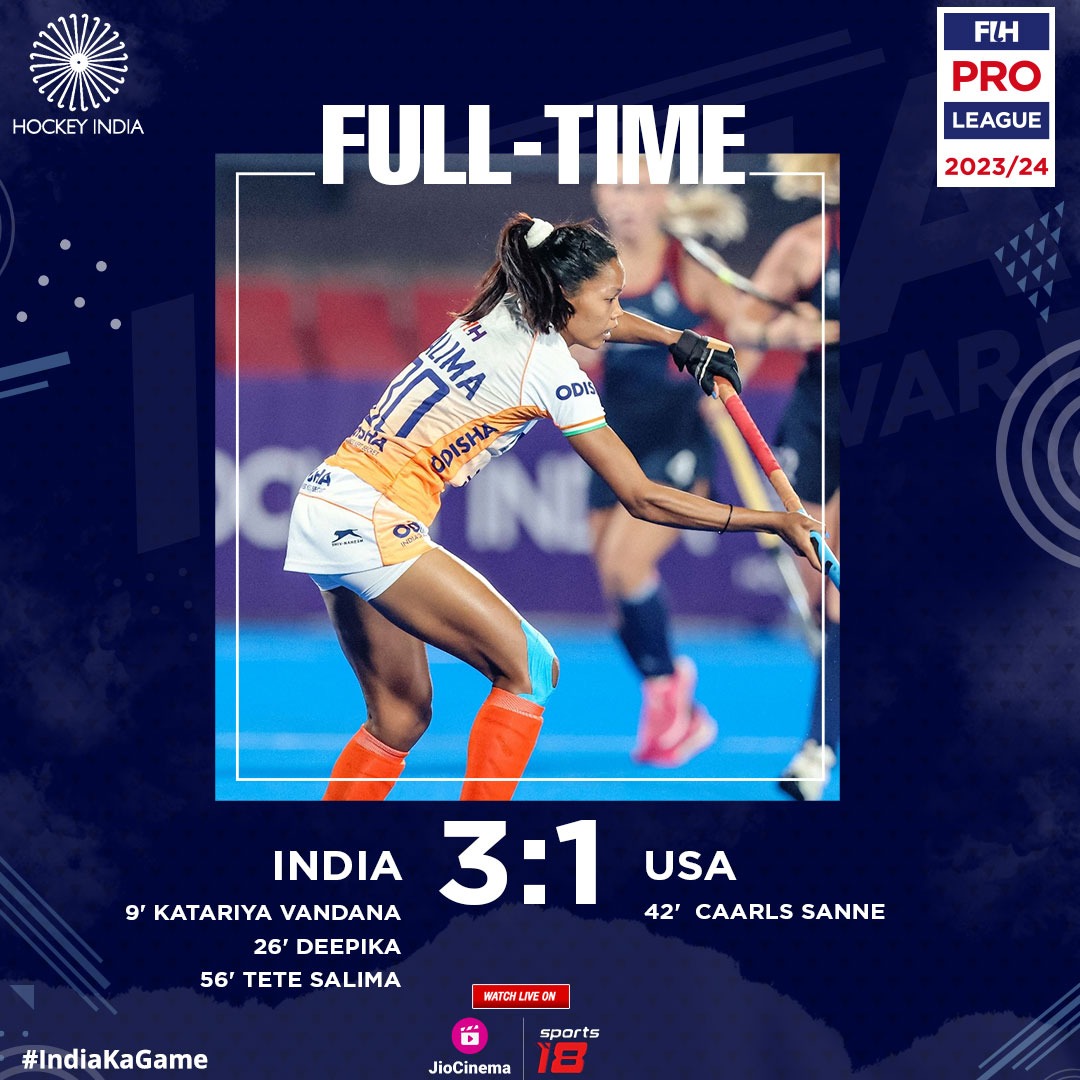 FIH Pro League: Deepika's Stunning Acute Angle Goal Helps India End Losing Streak Beat USA 3-1