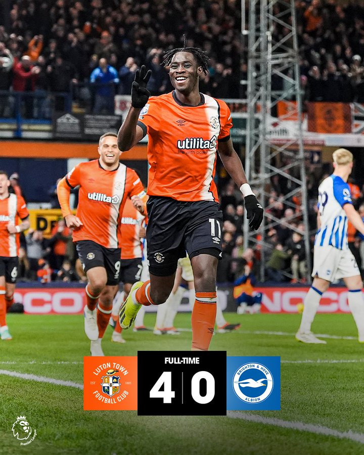 photo: Luton winning against Brighton 