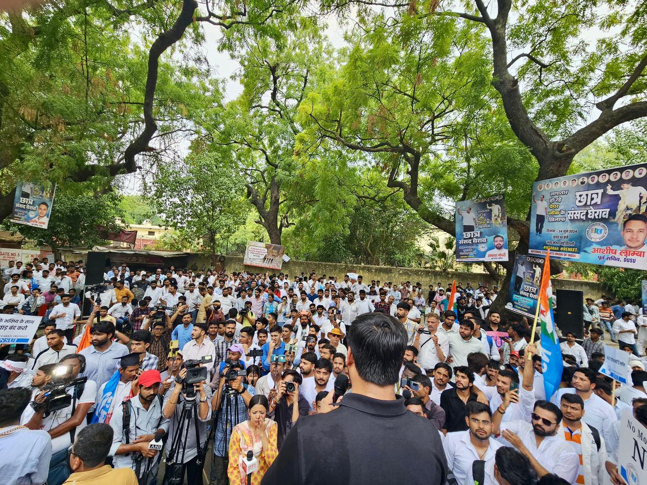 Students protesting at the Jantar Mantar today