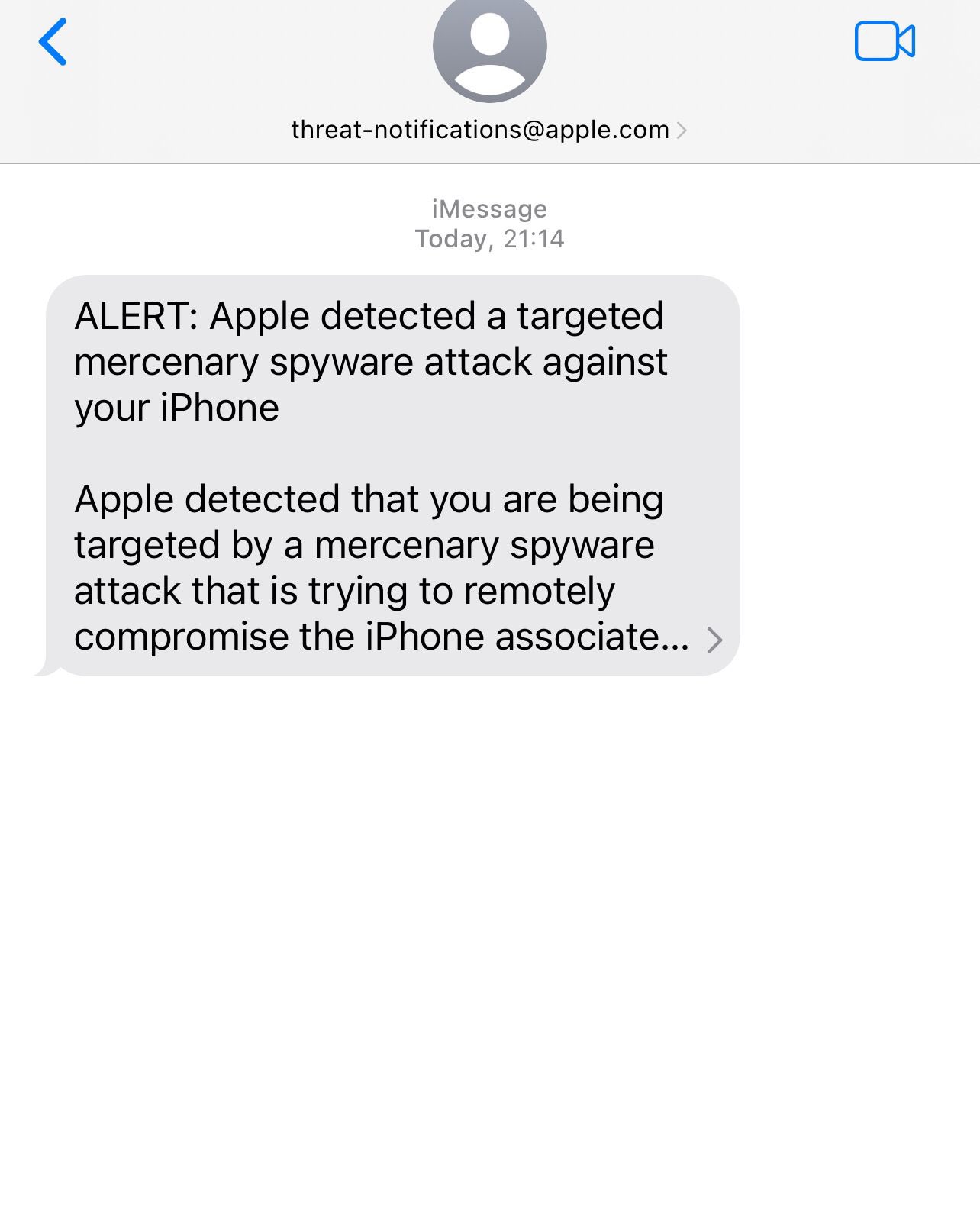 photo: apple pegasus like spyware alert 