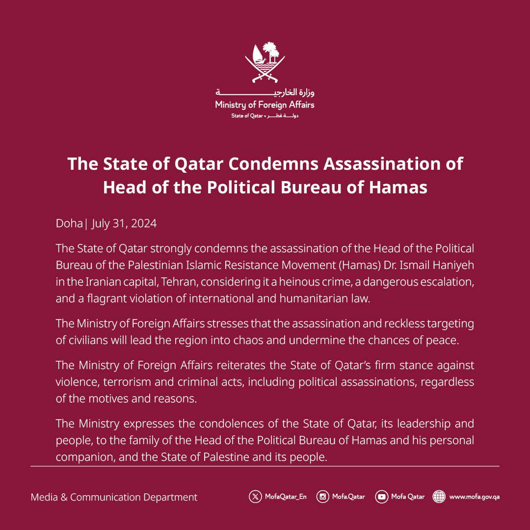 Qatar about assassination of leaders