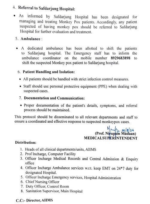 AIIMS advisory on mpox