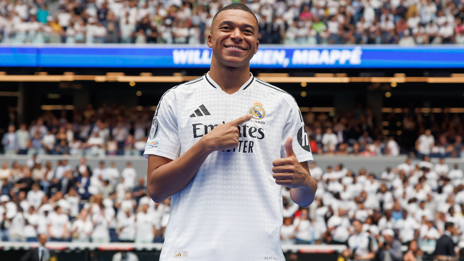 Kylian Mbappé scores in Real Madrid’s 3-1 victory over VfB Stuttgart in Champions League