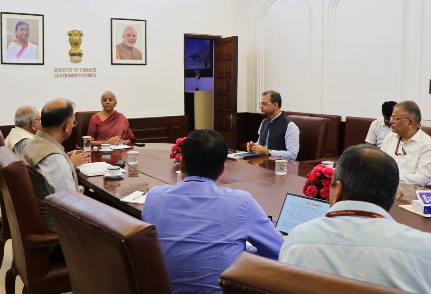 Nirmala Sitaraman with Sanjay Malhotra. 