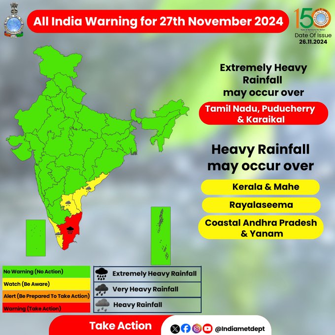 Tamil Nadu rain: Cyclone Fengal Expected to Hit Tamil Nadu Today