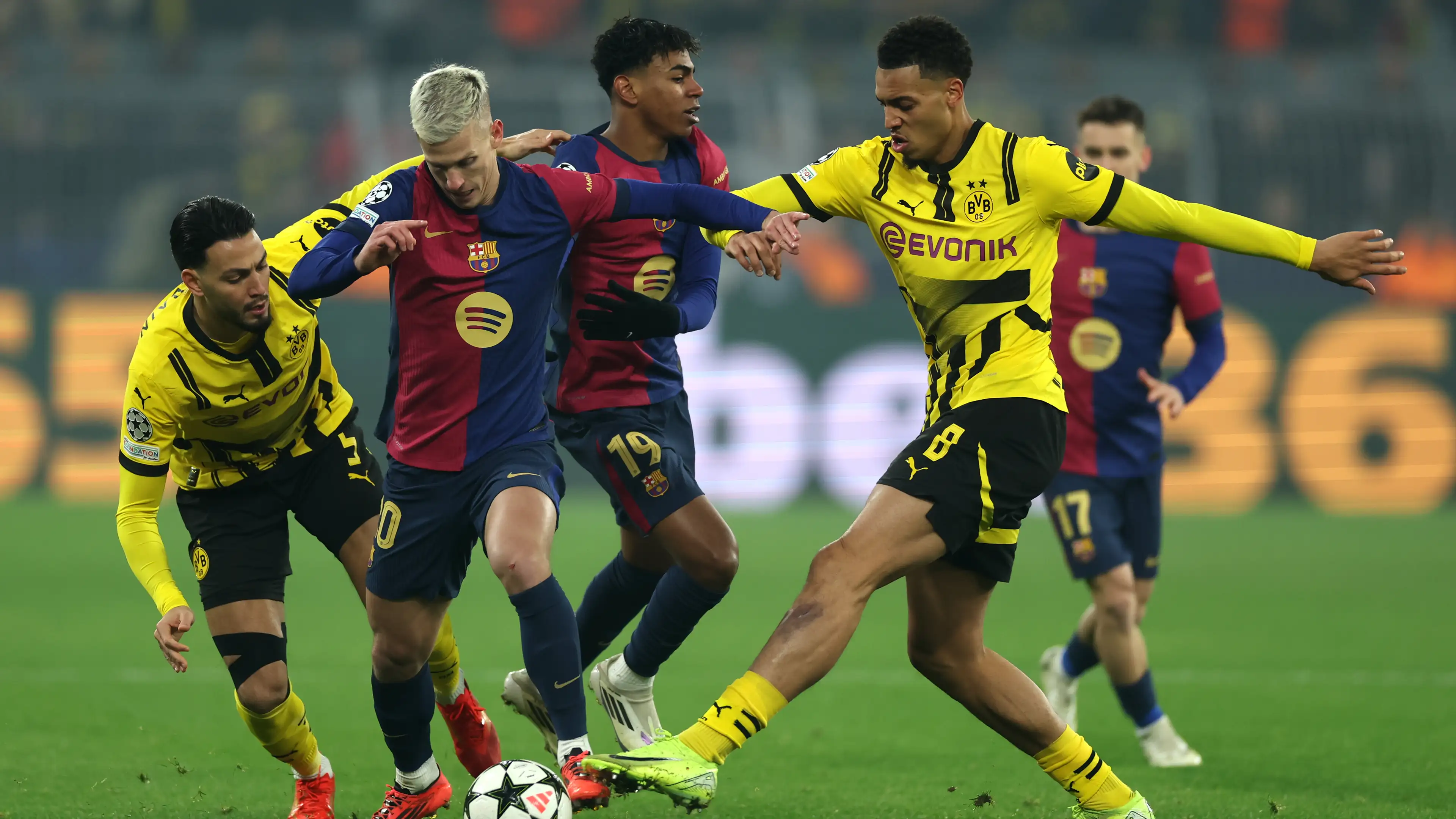 Barca and Dortmund Tussle.