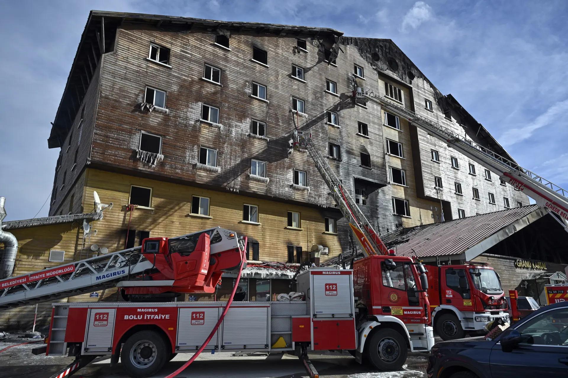 Fire Brigade in Turkey's Burnt Building.