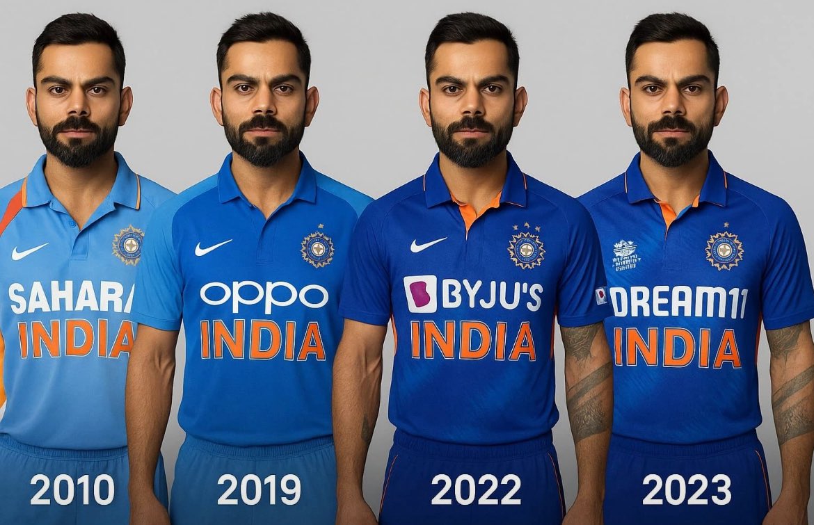 Sahara byjus oppo Dream11 Indian Cricket Team Jersey Sponsor