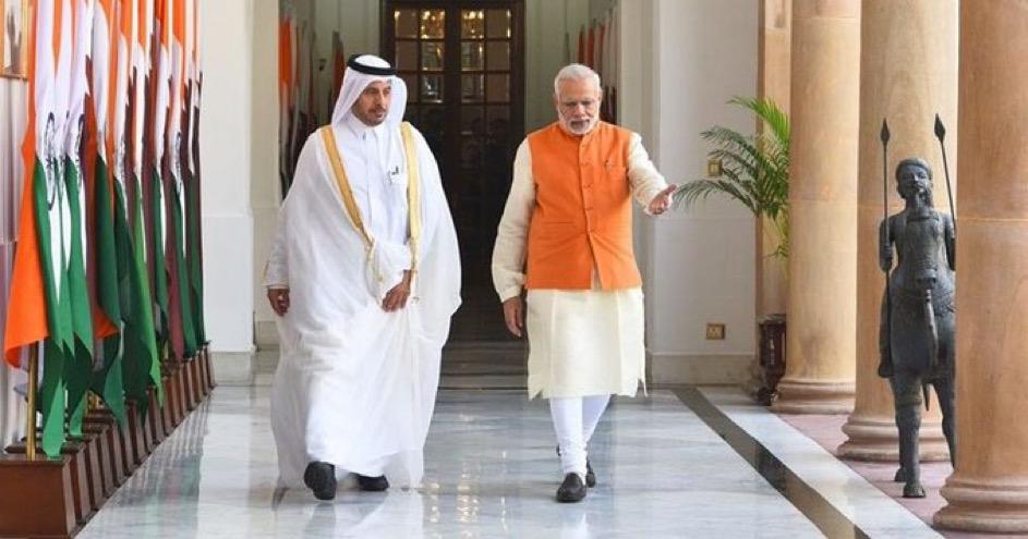 Indian PM Modi and Qatae's emir