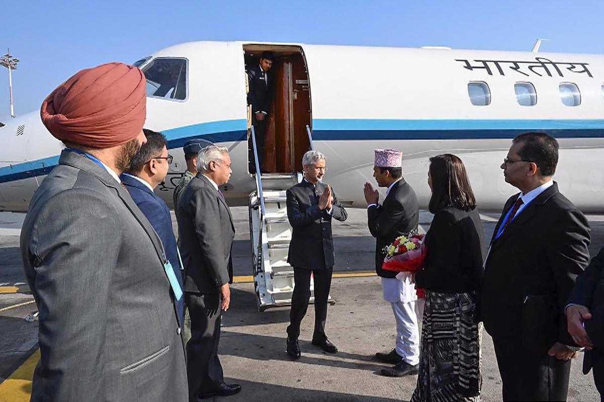 Minister Jaishankar received a warm welcome from Nepal's Foreign Secretary and senior officials at Kathmandu's Tribhuvan International Airport