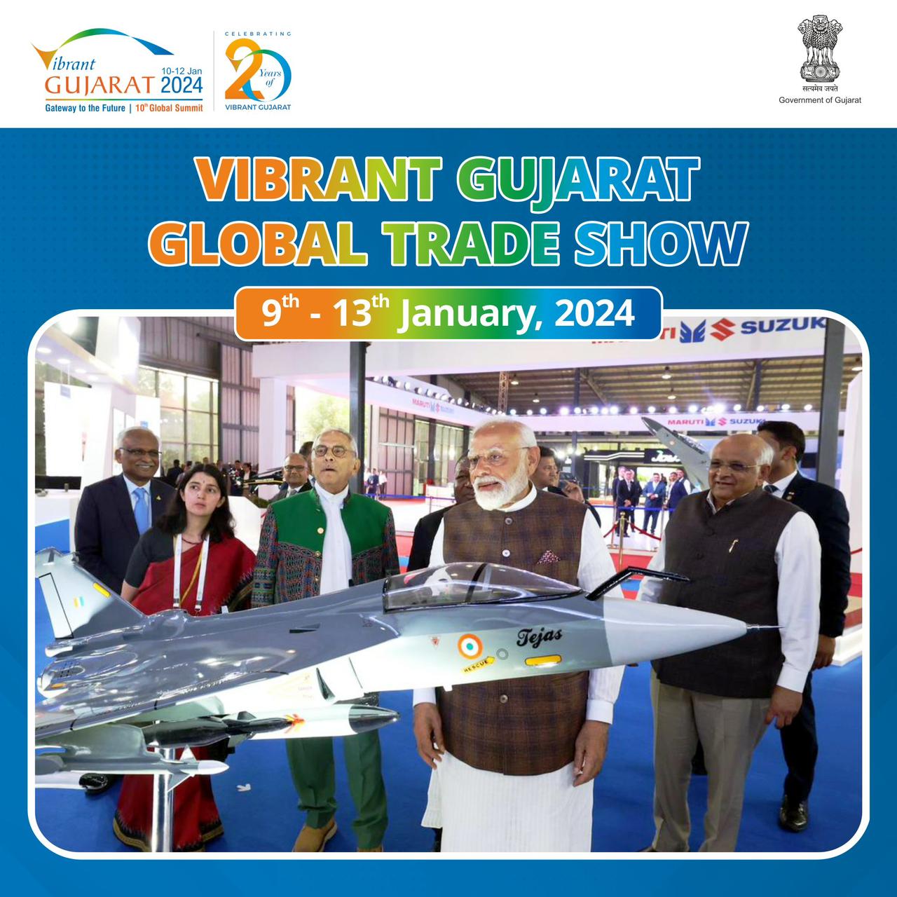 Modi, accompanied by Gujarat Chief Minister Bhupendra Patel, took a tour of the stalls in Vibrant Gujarat Global Trade show 