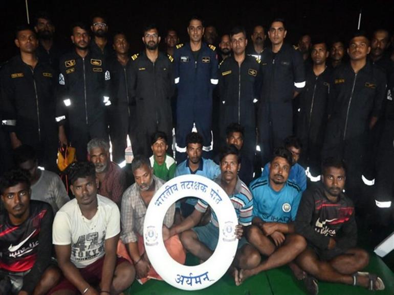 12 men rescued by indian coastal guard