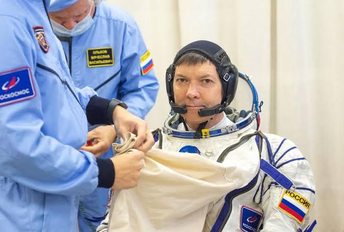 Russian cosmonaut Oleg Kononenko in spacesuit