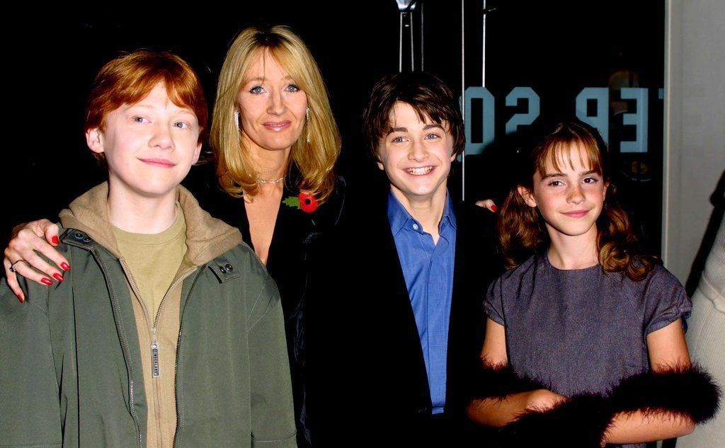 jk rowling with harry potter cast