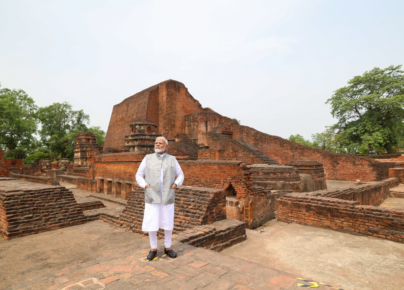 PM Modi on the site of Nalanda University ancient ruins