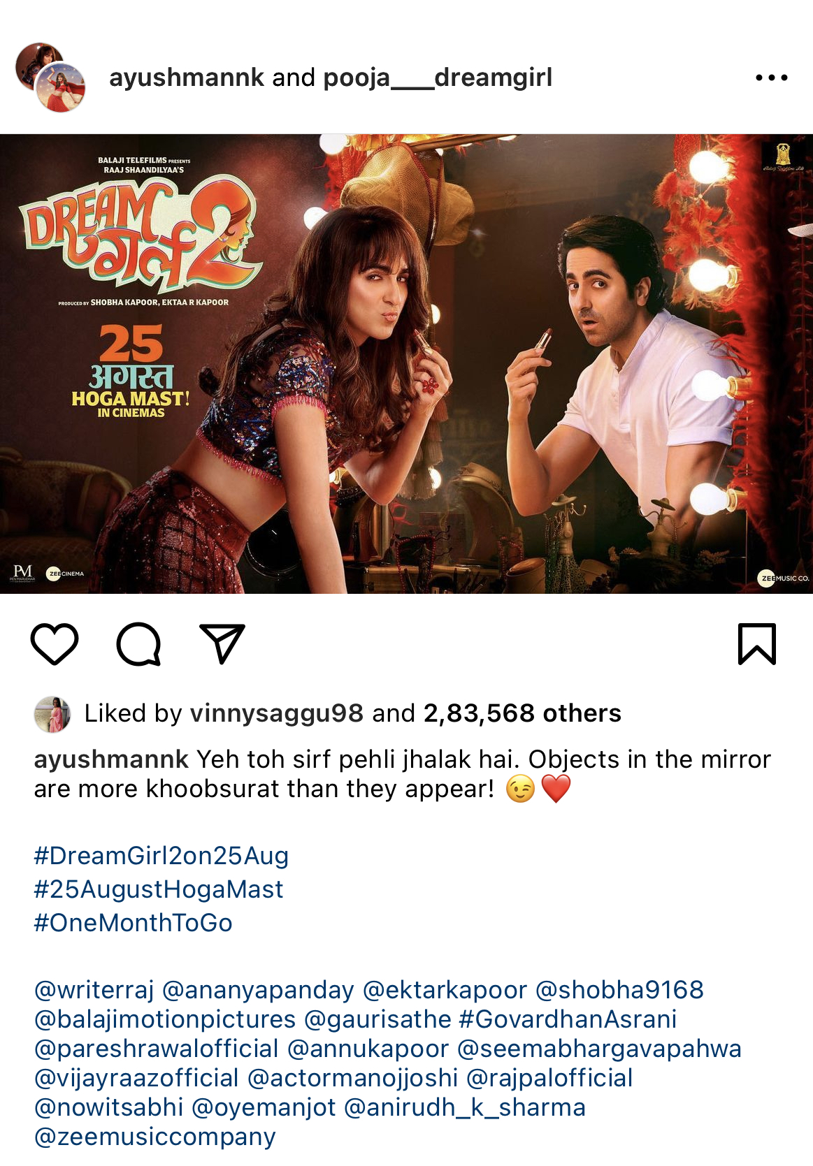 Photo Ayushmann shared the poster on Instagram and commented