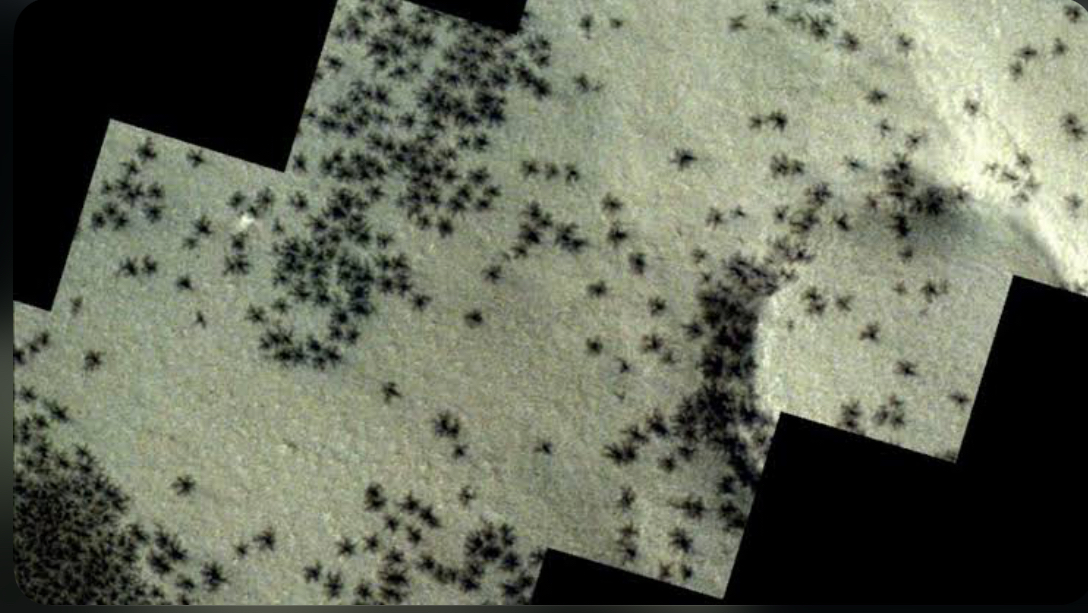 European Space Agency unveils Martian 'Spider' Mystery: Gas eruptions create intriguing patterns