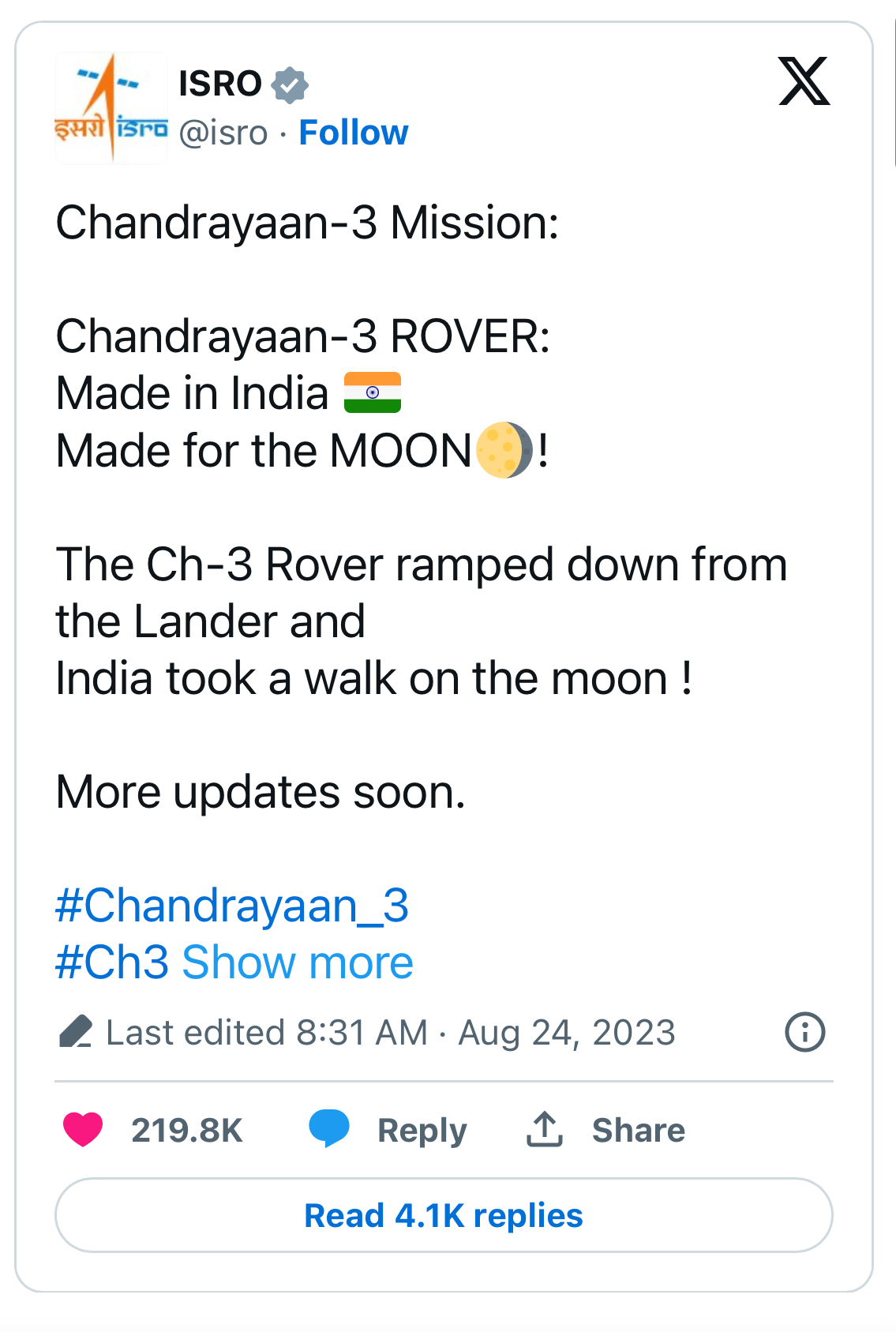 Photo ISRO Confirms: Chandrayaan-3's pragyan rover embarks on moon walk