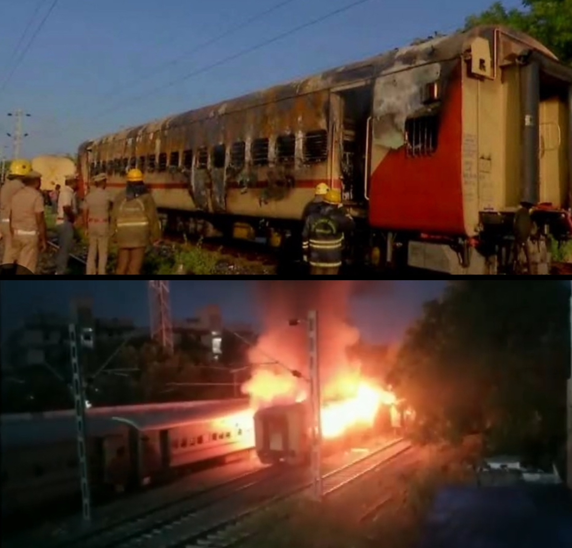 Photo Train fire mishap in Tamil Nadu