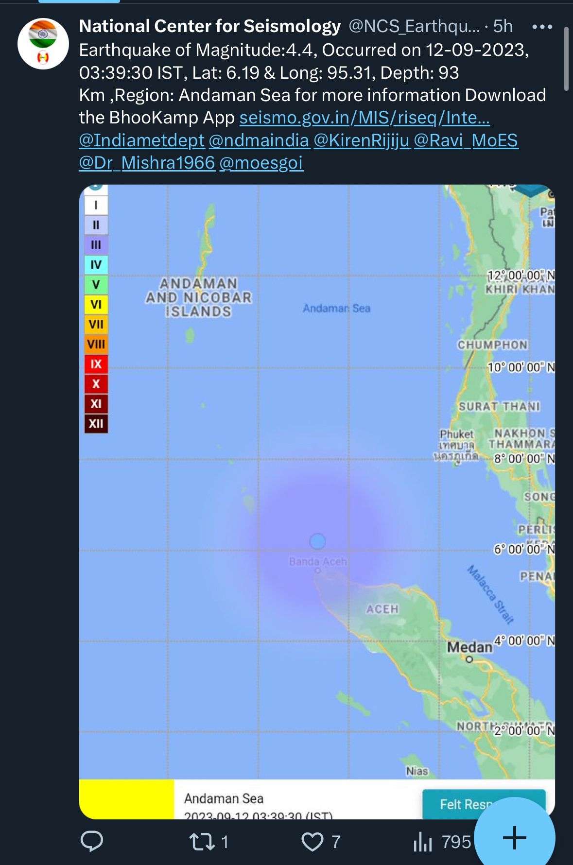 Photo earthquake in andaman