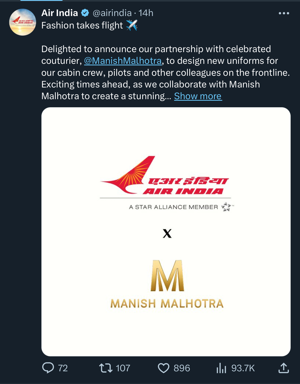 Air India works with Manish Malhotra to create new uniforms for employees