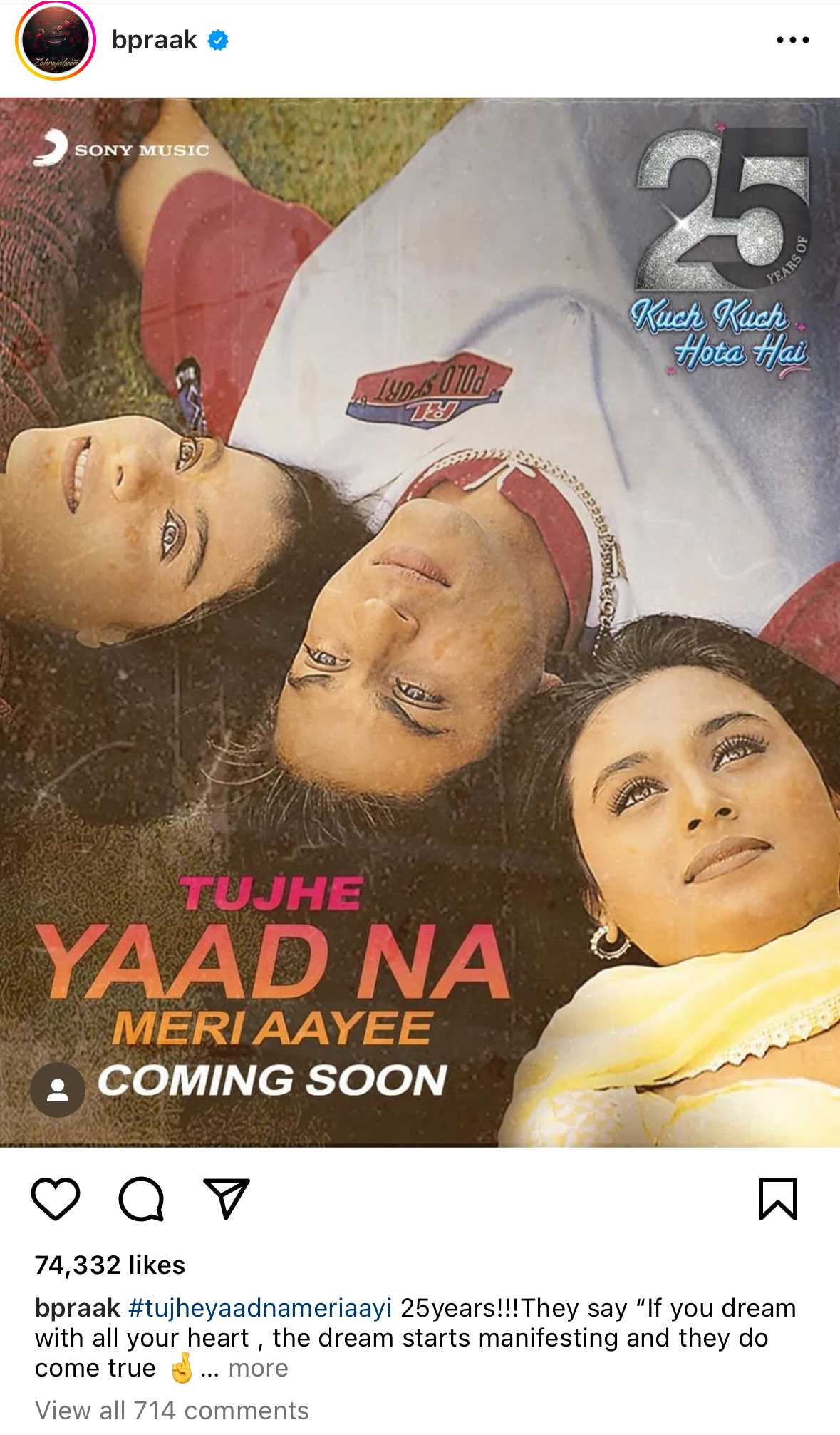 B Praak Set to Recreate Karan Johar's Kuch Kuch Hota Hai Track "Tujhe Yaad Na Meri Aayi"